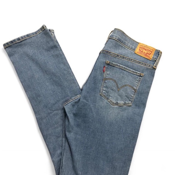 Levi's Blue Straight Leg Jeans with Vintage Distress - Picture 3 of 5